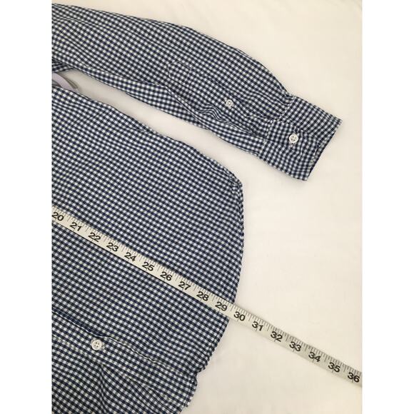 J. Crew Check Pattern Button Front Long Sleeve Shirt Blue Size Large Tall - Picture 9 of 9